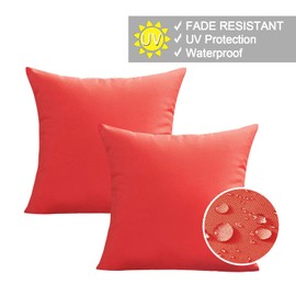 VAKADO Outdoor Christmas Waterproof Throw Pillow Covers 18X18 Set of 2 Decorative Red Patio Furniture Cushion Cases Outside Decor for Couch Garden Bench Porch