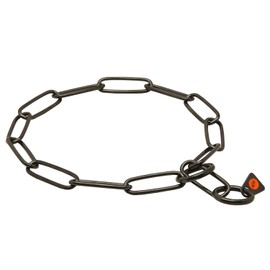 Herm Sprenger Black Stainless Steel Long Link Fur Saver Dog Training Collar | No-Pull Slip Chain for Small Medium Large Dogs for Easy Control Made in Germany | 3mm, 50cm (20in)