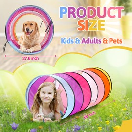 PullCrease 27.6 Inch Large Play Tunnel for Kids Colorful Play Tent Crawl Tunnel Toddlers Babies Children or Dogs, Collapsible Gift for Boy Girl Toys Indoor Outdoor(2 Pcs)
