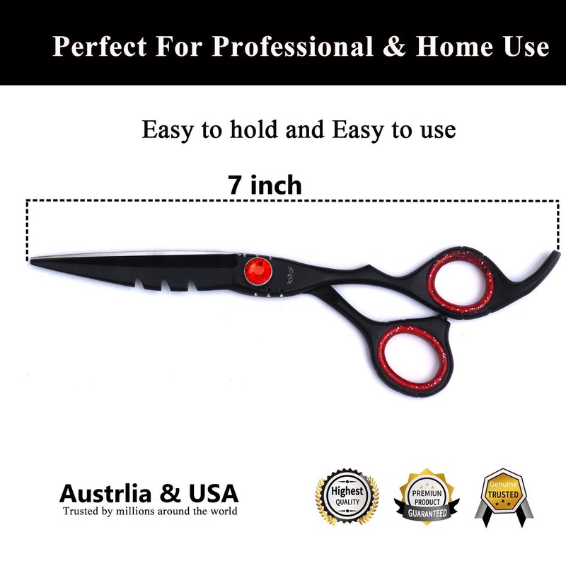 Professional 7” Black Diamond Barber Hairdressing Sharp Edge Scissors Stainless