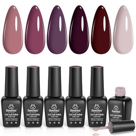 beetles Gel Polish - Set de Esmaltes en Gel 6 Colores Otoñales, UV/LED, 7.5 ml Cada Uno