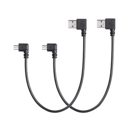 CERRXIAN 9Inch Mini USB Cable Combo Mini USB Right Angle Male to USB Type A 2.0 Left Angle Male Data Sync and Charge Cable (Black)(2-Pack) LR