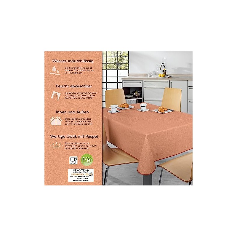 Oilcloth Tablecloth Wipe Clean Non-Slip with Piping Band Square Round