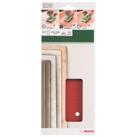 Bosch 2609256B29 Sanding Sheets for Orbital Sanders 115 x 280 cm Number of Holes 14 Grit 120 Pack of 10