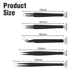 5 Piece Tip Tweezers Set, Tweezers Pointed Tool, Antistatic Tweezers Stainless Steel, Ironing Beads Craft Tweezers, Precision Tweezers for DIY Crafts, Jewellery Making, Computer Electronic Repairs