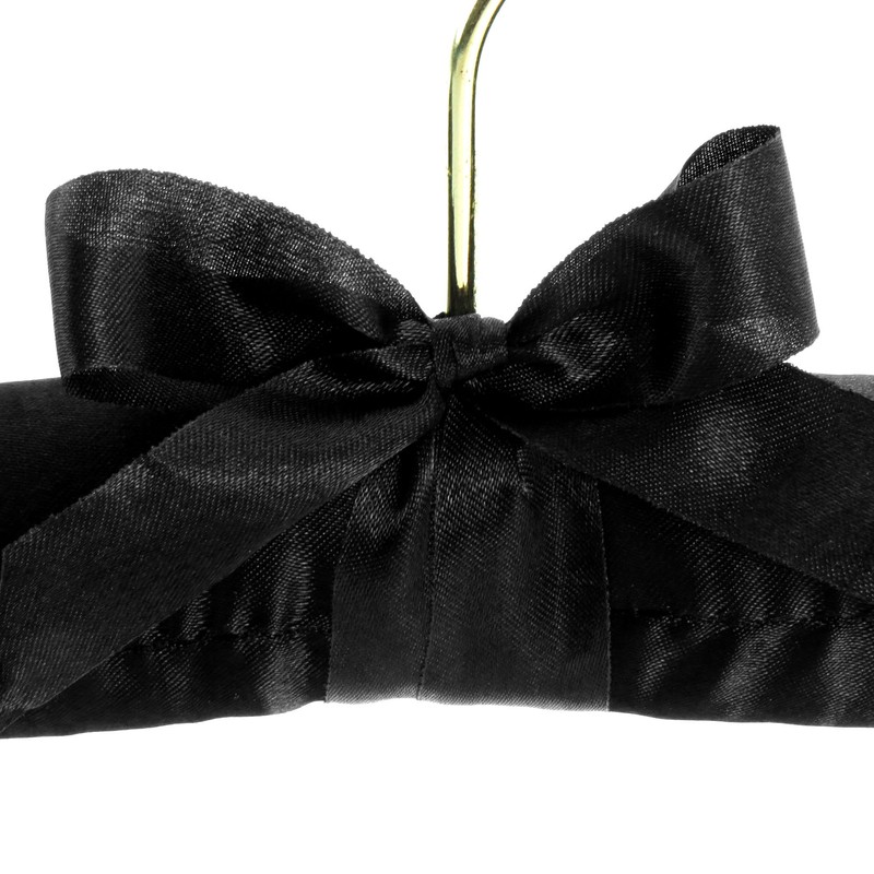 HANGERWORLD 5 Black 17inch Classic Satin Padded Hangers for Wedding