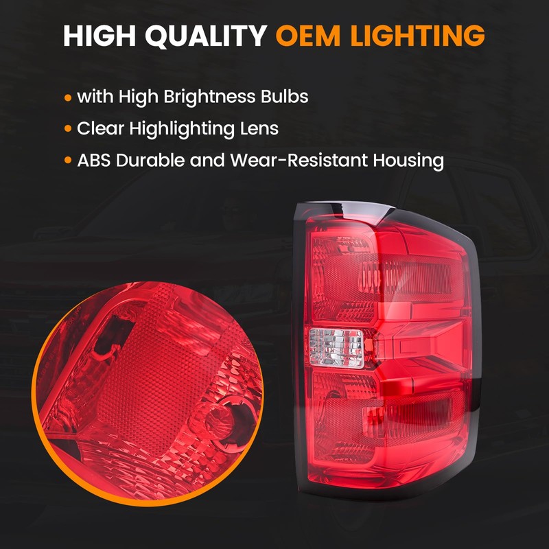 BeamTrack Tail Lights Assembly Compatible with 2014-2019 Chevy Silverado 1500