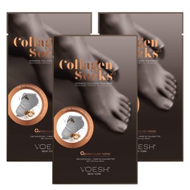 Voesh Collagen Socks For Feet - Collagen Foot Mask for Men and Women - Moisturizing Socks to Repair Dry Feet - Spa Pedicure Treatment for Cracked Heels - Pedicure Glove (3-Pack)