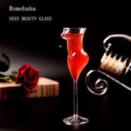 2Pcs Body Shaped Cocktail Glass Set, 6.09oz Clear Hand Blown Novelty Glassware for Parties, Bar Decor & Gifting