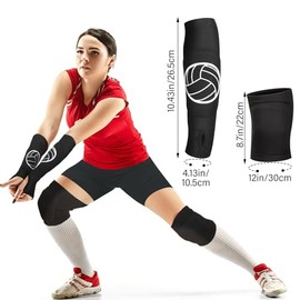 Poen 10 Pcs Volleyball Accessories, Volleyball Shorts Knee Pads and Arm Sleeves with Protection Pad Spandex Shorts for Women Youth Girls Training Danc