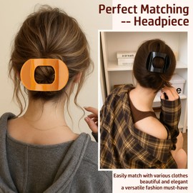 Duckbill Hair Clips for Women, Flat Hairs Claw Clip, Non-Slip Strong Hold Matte Russet Tangerine, Beige, Black, Tan, Brown for Thick Thin Curly Long(6PCs)