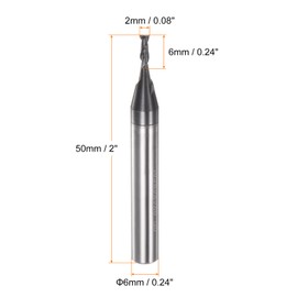 sourcing map Square End Mill 2mm x 6mm Cutting 6mm Shank Micro Grain Solid Carbide AlTiN Coated 2 Flutes Milling Bit Cutter for Alloy Hardened Steel Aluminum