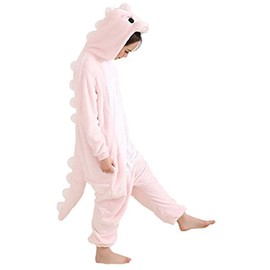 Aoibox Adult Dinosaur Plush One Piece Animal Cosplay Costume Pajamas Pink