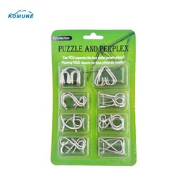 KOMUKE Metal Wire Puzzle Set by Komuke, Brain Teaser IQ Test, Magic Trick Toy for Party Favor Kids Adults Challenge - style: 8 Pcs Set（green）