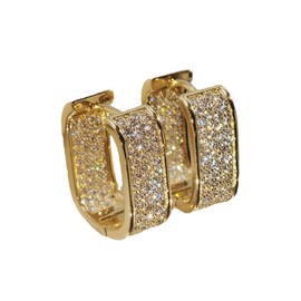Auriselle Zirkonia Ohrringe Creolen Damen U-förmiges-Ohrbügel, Ohrstecker Zirkon Glänzend Klassisch Hoop Earrings Runde Verstellbare Stecker Ohrhaken Jewelry Schmuck Frauen Mädchen, Goldene