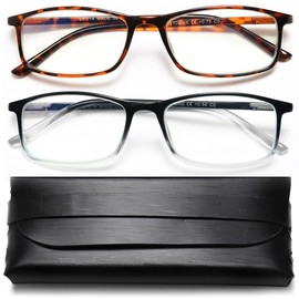 YTDBNS Reading Glasses Blue Light Blocking, 2 Pack Readers Men Women Rectangle Computer Eyeglass(Leopard/Black), 0.5