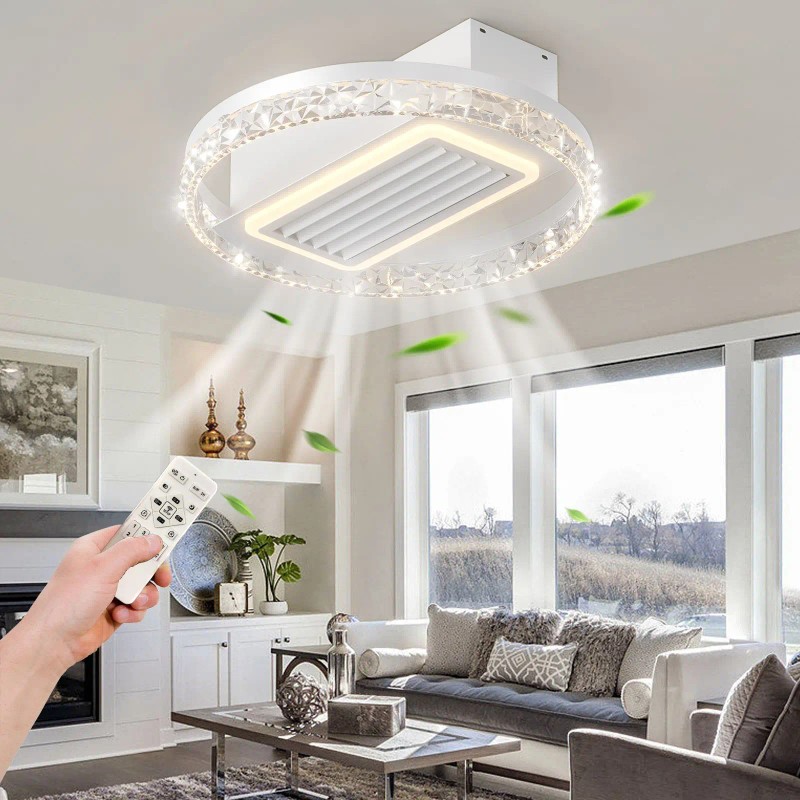 Modern LED Ceiling Fan 20 Inch Remote Control Reversible Motor