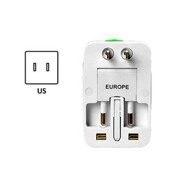T POWER - Universal World Wide Travel Plug Adapter - White Electronics Worldwide AC Outlet Plugs Adapters for Europe, UK, US, AU, Asia-Blue