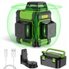 Huepar Laser Level 360 Self Leveling, Rechargeable Green Laser 3x360°