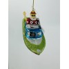 Raz Import Santa in Speedboat Christmas Figurine Glass Ornament 5"