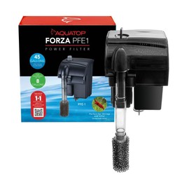 Aquatop Forza 45 GPH Power Filter for Aquariums – for 5-15 Gal Freshwater & Saltwater – Advanced Filtration Design for Crystal Clear Water – PFE-1