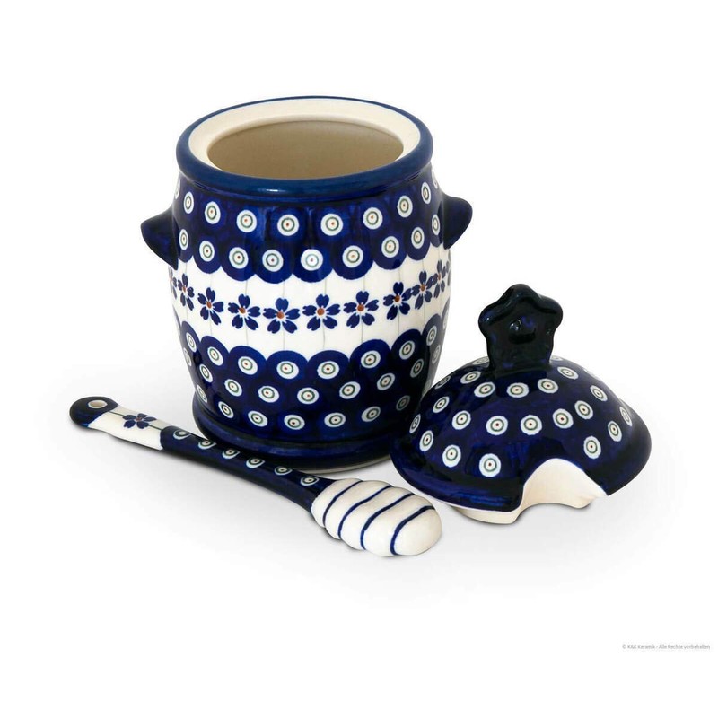 Bunzlauer Keramik Honey Pot with Honey Spoon Set Decor 166a