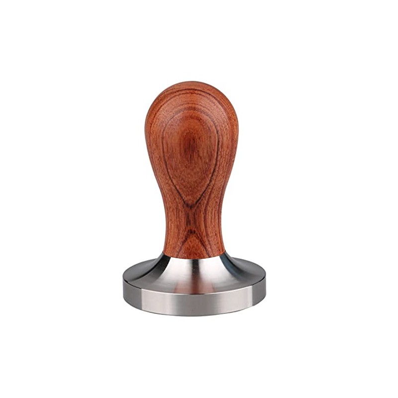 Coffee Tamper Espresso Press 304 Stainless Steel Flat Base Wooden