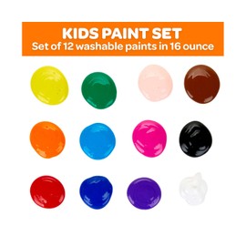 Crayola Washable Paint for Kids (12ct), Teacher Classroom Must Have, Bulk Paint Set, Nontoxic Kids Arts & Craft Supplies, Back to School Essentials, 16 Oz