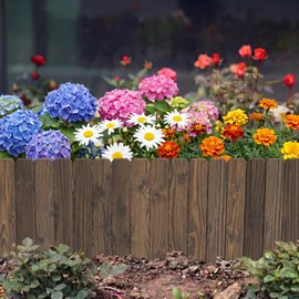 Wieghda Garden Wooden Fence Edging, Burnt Wood Finish, Fir Wood,Outdoor Lawn Landscape Border (3, 11.8" Height)