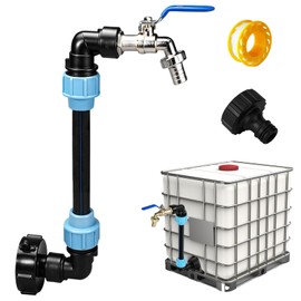 IWTBNOA IBC Tank Gooseneck, IBC Gooseneck 3/4 Inch Outlet Tap with Adapter Brass Tap, IBC Tank S60 x 6 Stopcock for 1000 L Rainwater Tank, Rain Barrel, Water Barrel, IBC Container Accessories