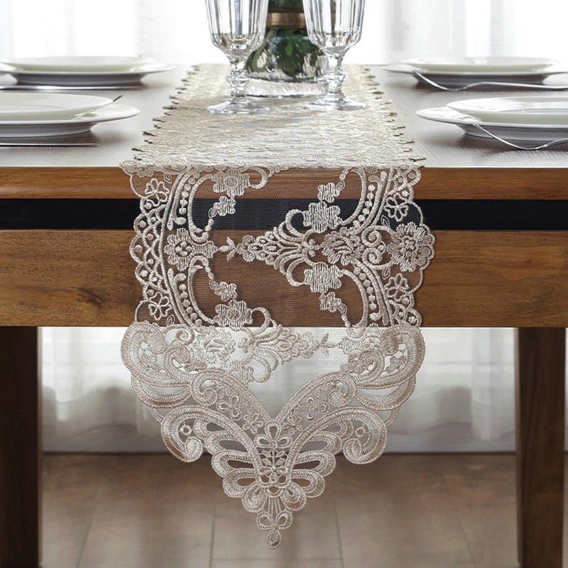 KnSam Table Runner, Christmas Decoration Table Runner, Floral Pattern with