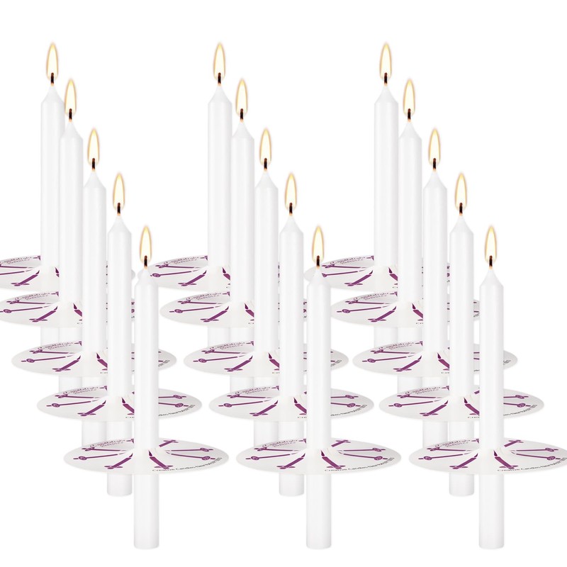 Wfmolcand 200 White Taper Candles with Drip Protectors Smokeless and