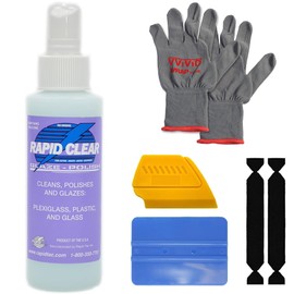 Rapid Clear® Glaze and Polish 4oz for Plexiglass and Polycarbonates, Non-Hazardous, Biodegradable Formula for Superior Shine on Auto Glass, Household Glass, TV Screens, and More + Toolkit