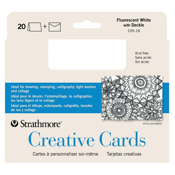 Strathmore 105-16-1 Creative Cards and Envelopes, 5" x 6.875", Fluorescent White/Deckle, 20 Pack
