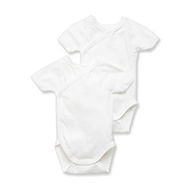 Petit Bateau Pack of 2 Unisex Newborn Baby Plain Short-Sleeve Bodysuits Style 15090 Sizes NB-36/M (Size 12 Month Style 15090 Unisex) White
