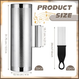 Kathfly 4 Pcs Guiro Instrument Metal Stainless Steel Musical Latin Percussion Training Tool with Scrapers for Live Performance(4 x 12 Inch)