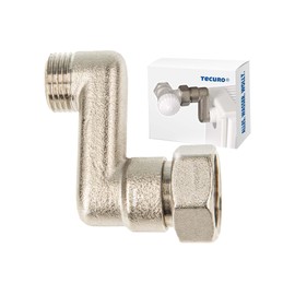 tecuro - Radiator, S connection, 40 mm height compensation, with Euro cone x external thread, 3/4 inch x 1/2 inch, nickel-plated brass - AGS-40