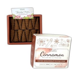 Organic-Natural-Non-Toxic-Cinnamon-Backflow-Incense-Cones (31 Waterfall Cones)| 30 Minutes Long Lasting Burn for Positive Vibes, Relaxation, Aromatherapy, Air Purification, Meditation, Protection
