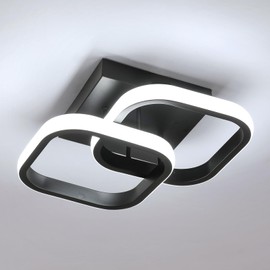 Osairous LED Ceiling Light, Modern, 22 W Ceiling Light, LED, Square, Black, 2250 lm, Aluminium Ceiling Lighting for Bedroom, Kitchen, Corridor, Cool White 6500 K, 29 cm