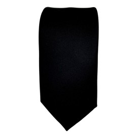 TigerTie Slim Satin Tie in Solid Colour in Various Colours - Black