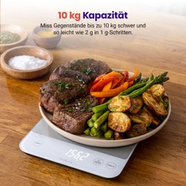 ETEKCITY Kitchen Scales, Precision Scales 0.1 g Accurate, 10 kg Digital Kitchen Scales with Large LED Display, Waterproof Kitchen Scales for Measuring Liquids, Tare Function