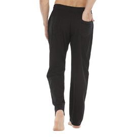 ChicCharm Mens Loose Fit Linen Pants Casual Lightweight Drawstring Stretch Cotton Linen Pants for Men Summer Beach Black 2XL