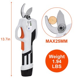 LIGO Cordless Pruning Shears for Thick Stems | 7.2V Fast-Charging Battery Trims 0.98" Branches | Safety Lock & Non-Slip Handle | Rose/Bush/Shrub Trimmer