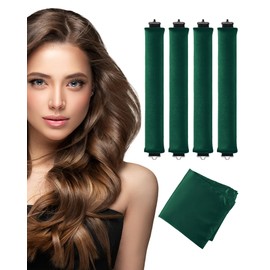 Heatless Curls Overnight with Satin Head Scarf, Velvet Hair Rollers for Blowout Look, No Heat Curling Rod for Long Thick Hair, Soft Sleep In Flexi Rods