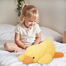 Niuniu Daddy 20" | 3.3 Pound Weighted Duck Stuffed Animals for Adults Kids, Giant Weighted Yellow Duck Plush Toy with Soft Fur, Big Fluffy Body Pillow for Large Cute Present Christmas Birthday