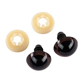 RAYHER HOBBY 8911205 Animal Eyes Made From Plastic to Press-on, Self-Service Bag, Pack of 10, 15 mm Diameter, Dark Brown