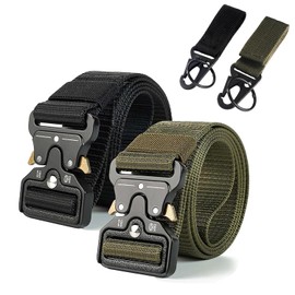 SIXHAOBU Pack of 2 tactical belt, military belt for work belt, emergency service for outdoor sports and tactical training, 49.2 inches (125 cm)