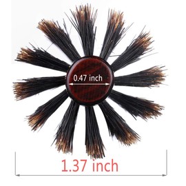 PERFEHAIR Boar Bristle Round Brush, Small Roller Hair Brush with Natural Wood Handle, for Men's Beard,Short Thin Hair, Blow Drying, Styling, Curling, Hair Volume, 1.3 Inch-33mm