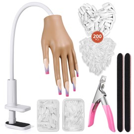 Wilfniee Wilfniee Practice Hand for Acrylic Nails: Nail Tips Won't Fall off Fake Hand for Nail Practice - Flexible Practice Nail Hand With 200PCS Nail Tips for Beginners Salon