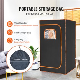 Happybuy Full Size Portable Steam Sauna Tent, 1200W, Visible Window, Home Spa Kit, Detoxify & Soothe with Heated Body Therapy, Time & Temperature Remote Control, Chair, Black